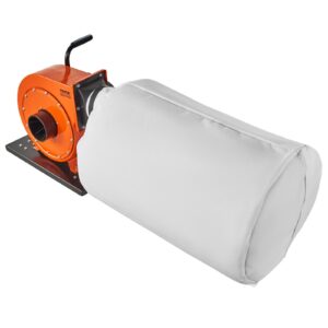 VEVOR Dust Collector, 1HP 537 CFM Air Flow, Rolling Dust Collector with 21-Gallon Dust Collection Bag, 2.5 Micron Bag Filtration, Industrial Workshop Mobile Wood Dust Container with Handle and Wheels